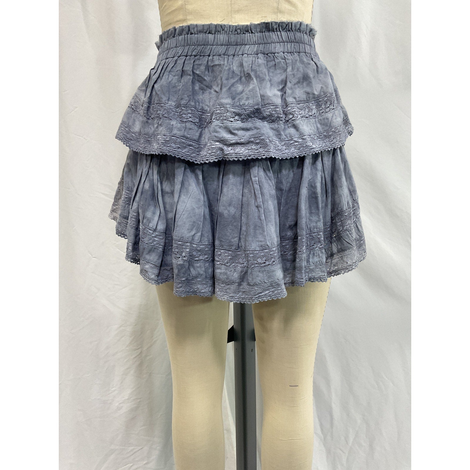 Loveshackfancy 'Ruffle' Blue Cotton Mini Skirt Size XS