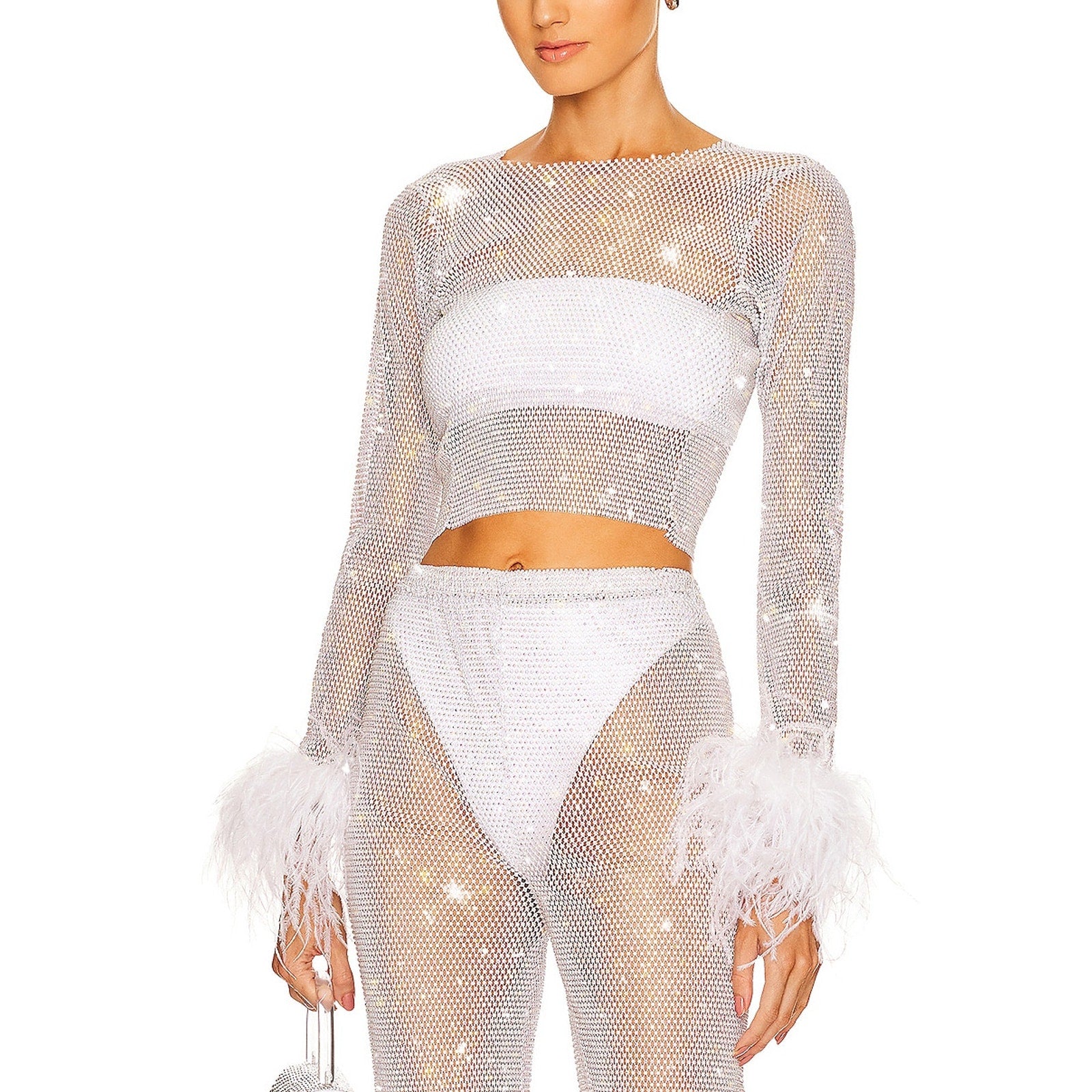 Santa Brands Feathers White Polyester Top Size XS / S