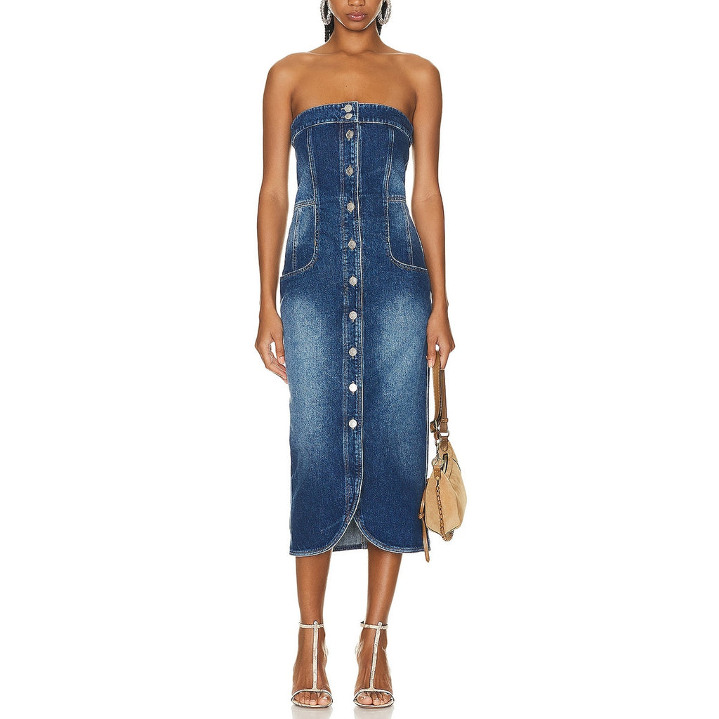 Isabel Marant 'Valentine' Blue Cotton Denim Dress Size 38 - NWT