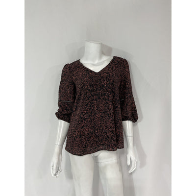 Hatch 'The Juliet' Black Floral Print Top Size 0