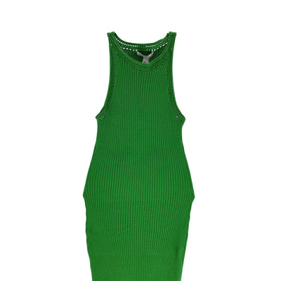 Autumn Cashmere Crochet Trimmed Green Halter Rib Dress Size S