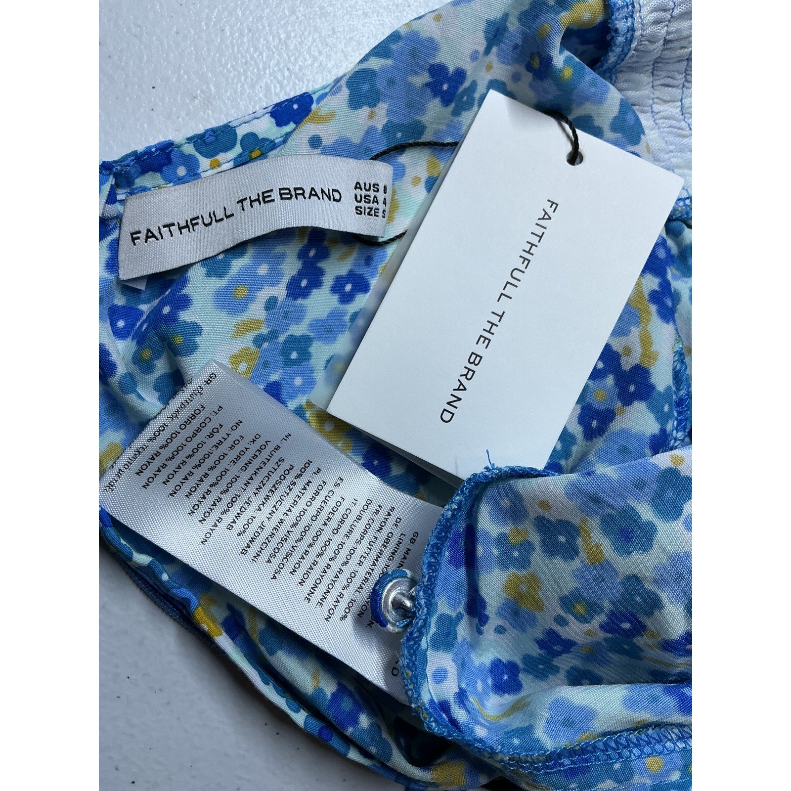 Faithfull The Brand 'Bellavista' Blue Rayon Midi Dress Size S - NWT