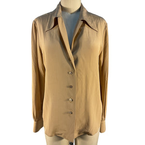 Saint Laurent Elegant Sand Silk Crepe Blouse Size FR 34 / US 2