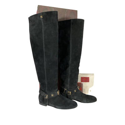 Etro 'Crown Me' Black Suede Knee-High Boots Size 10 US / EU 40