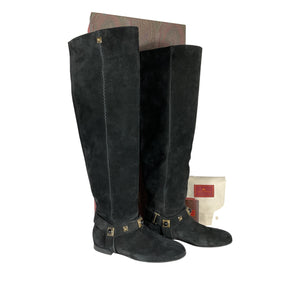 Etro 'Crown Me' Black Suede Knee-High Boots Size 10 US / EU 40