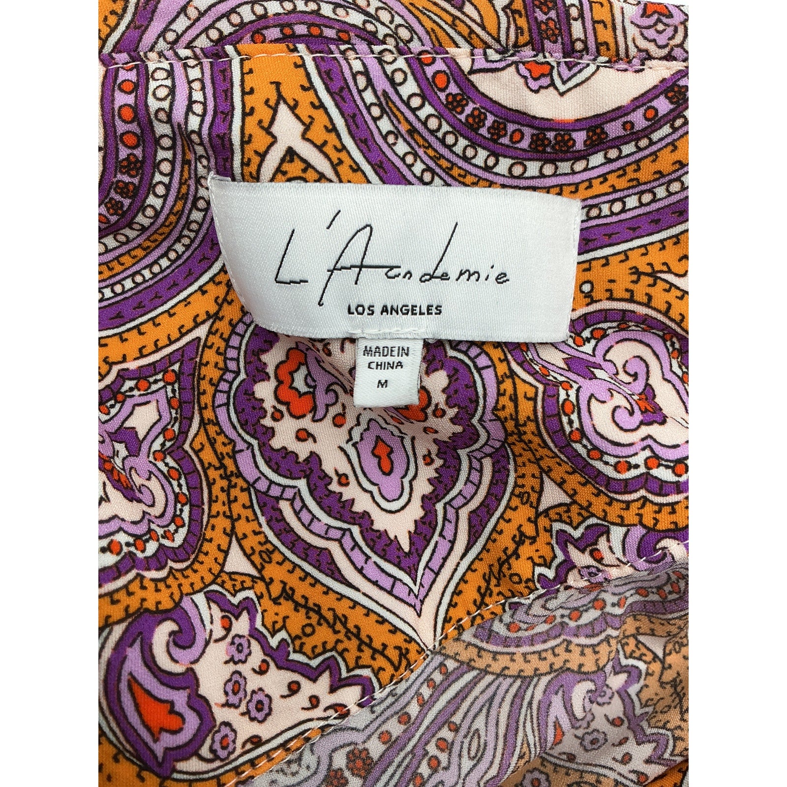 L'Academie 'Wildler' Orange Viscose Midi Skirt Size M