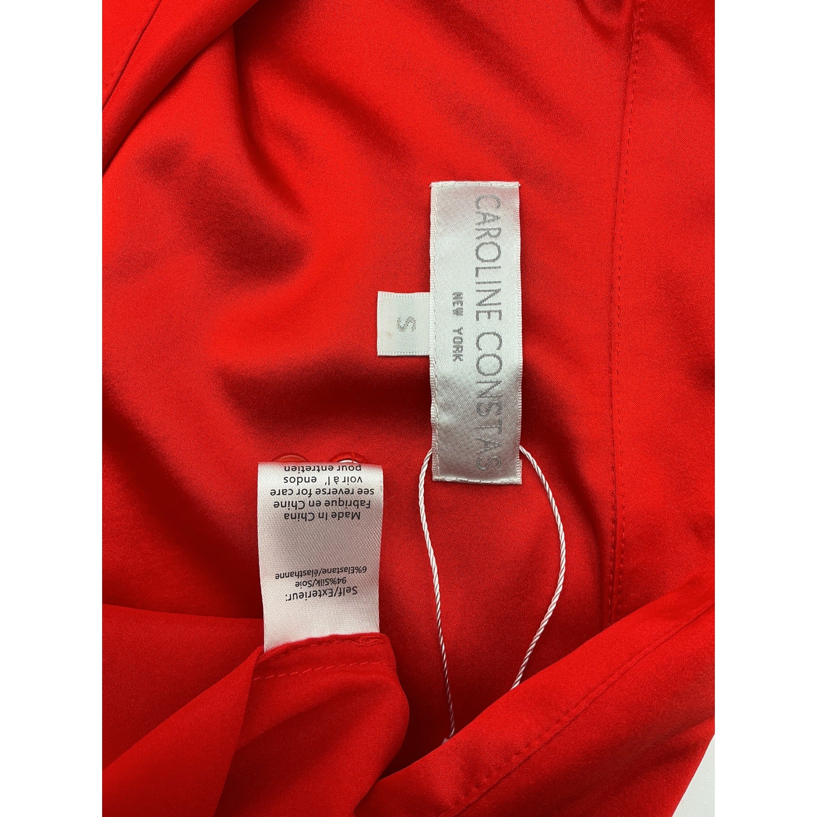 Caroline Constas 'Aesha' Red Silk Bell Sleeve Mini Shirt Dress Size S