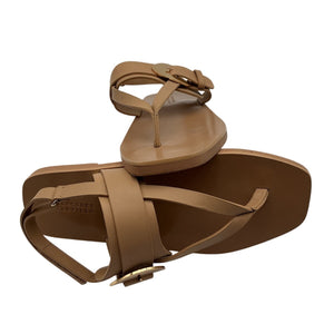 Mercedes Castillo Minimalist Tan Astra Sandals Size 10