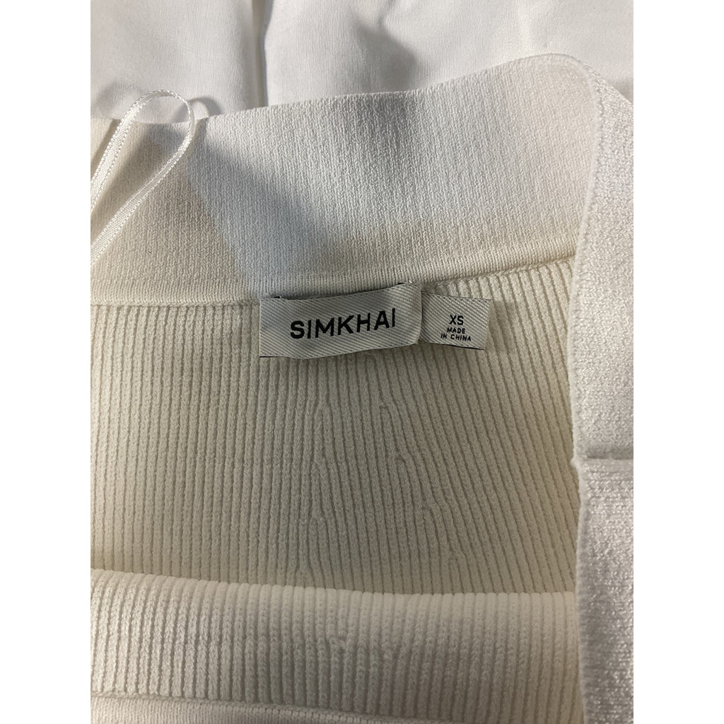 Simkhai 'Stella' White Poplin Maxi Skirt With Knit Yoke Size XS
