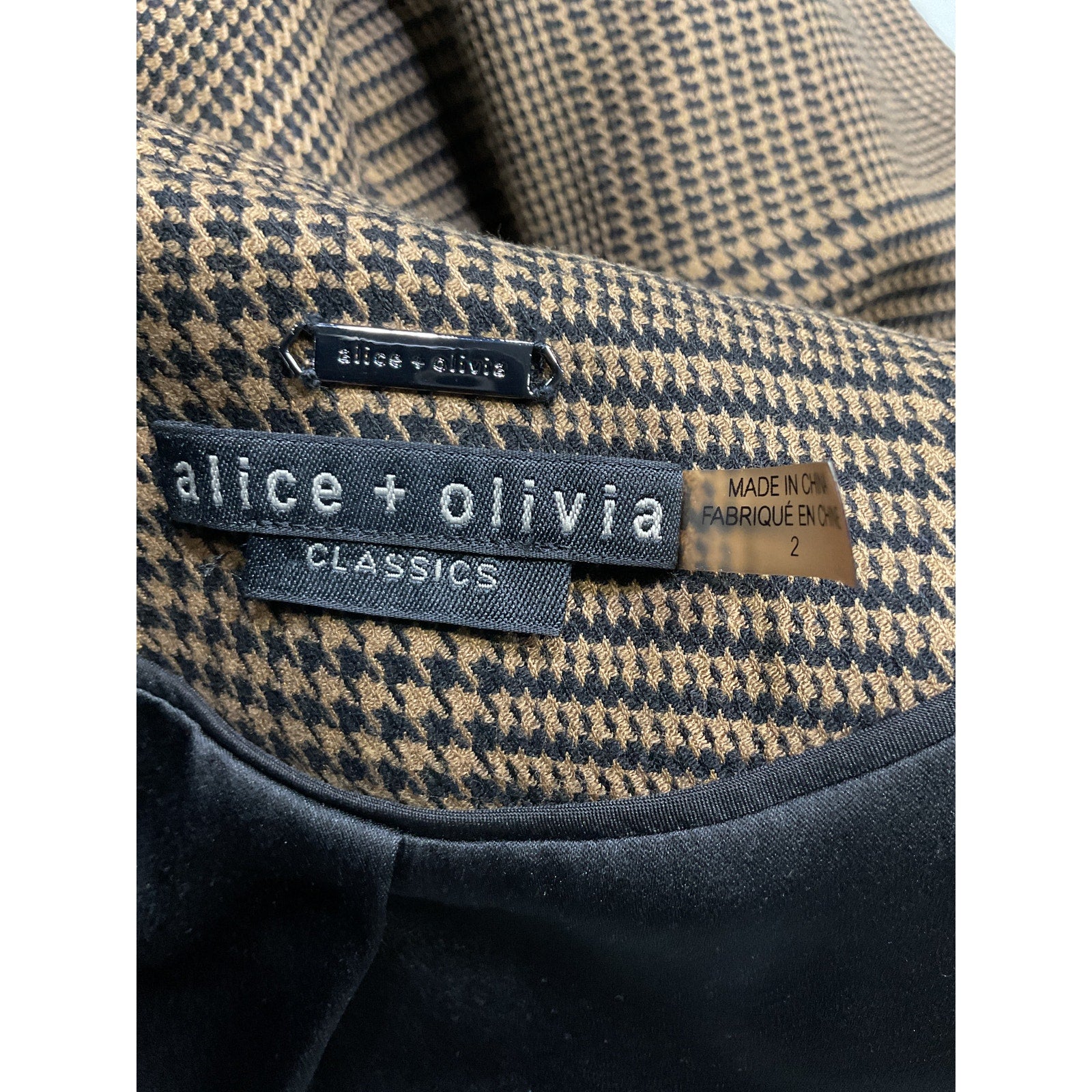 Alice + Olivia 'Colley' Brown Check Blazer Size 2