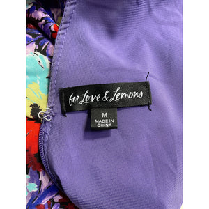 For Love & Lemons 'Chiara' Purple Ecovero Puff Sleeve Mini Dress Size M