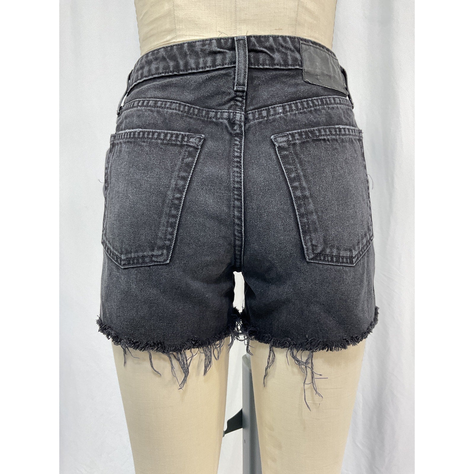 Grlfrnd 'Helena' Black Cotton High Rise Cut Off Short Size 26