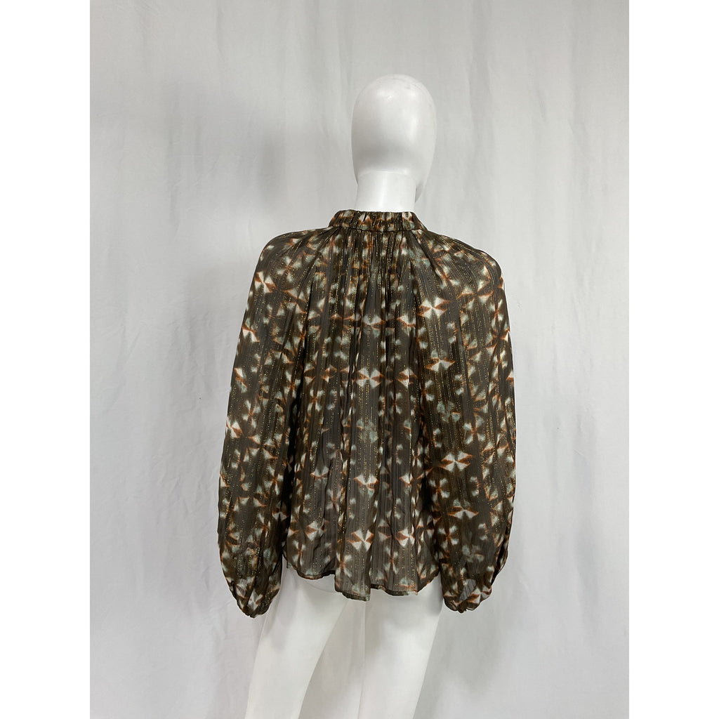 Ulla Johnson 'Luna' Brown Silk Blouse Size 2
