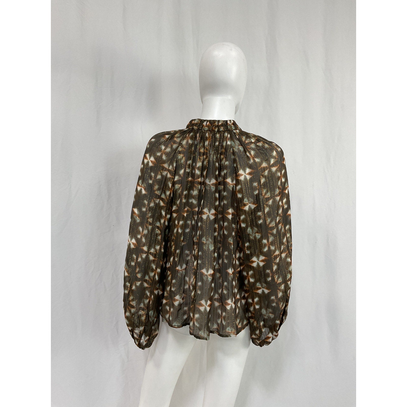 Ulla Johnson 'Luna' Brown Silk Blouse Size 2