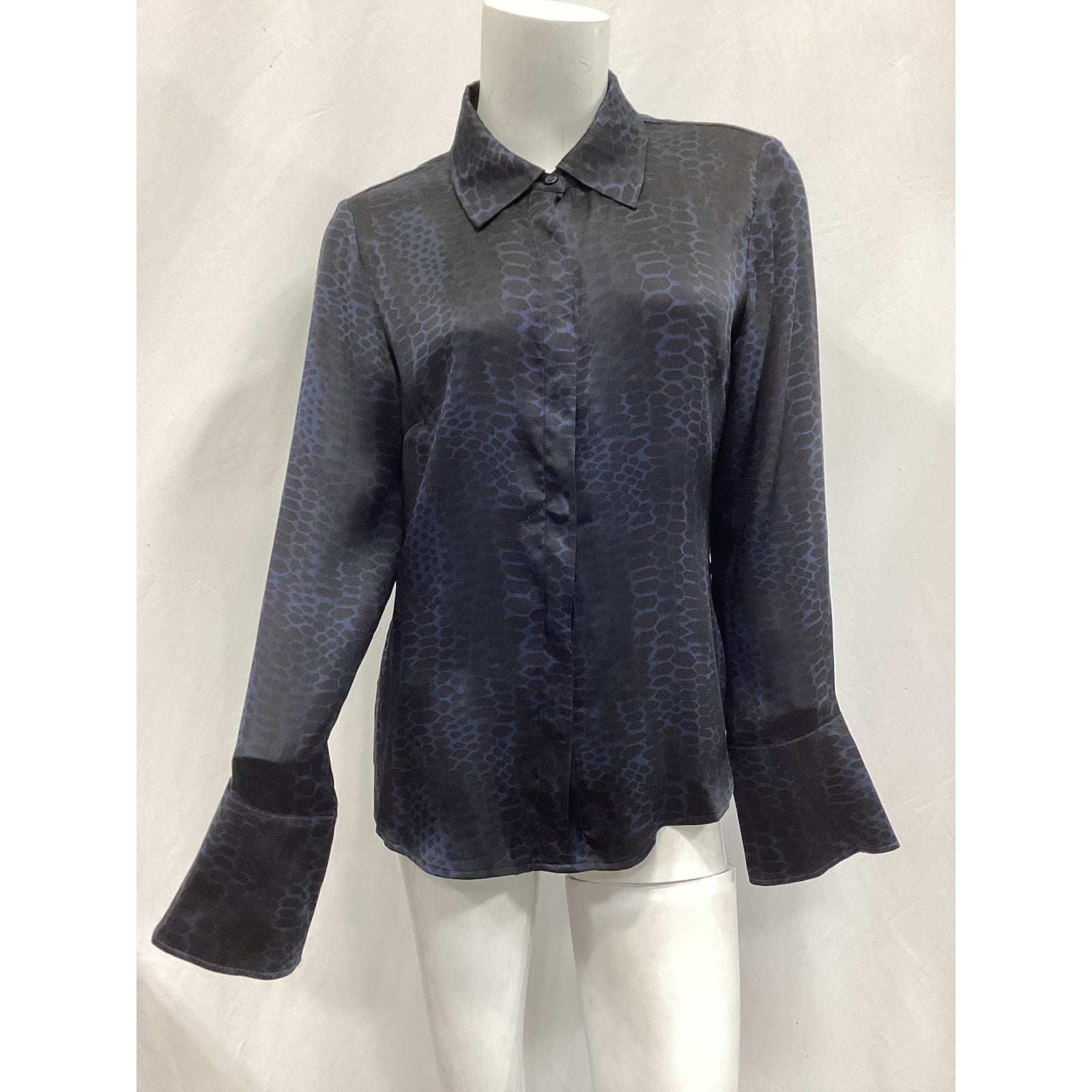 Anine Bing 'Neo' Blue Charmeuse Shirt Size M