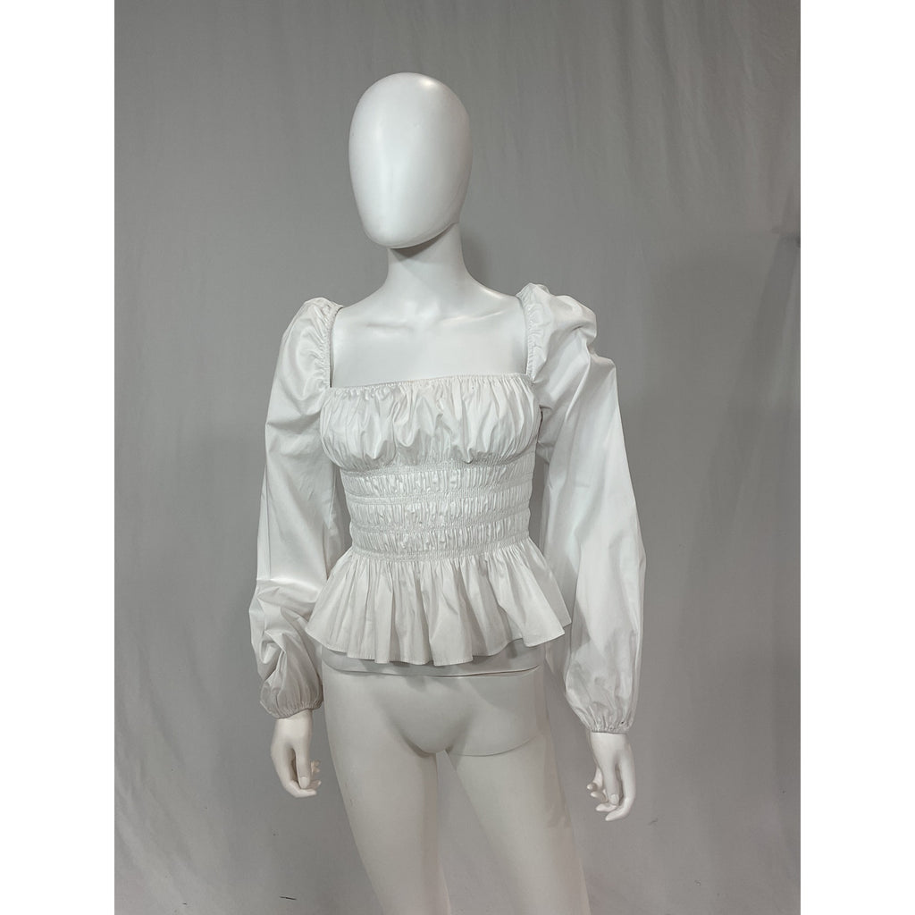 Staud 'Jules' White Long Sleeve Top Size M