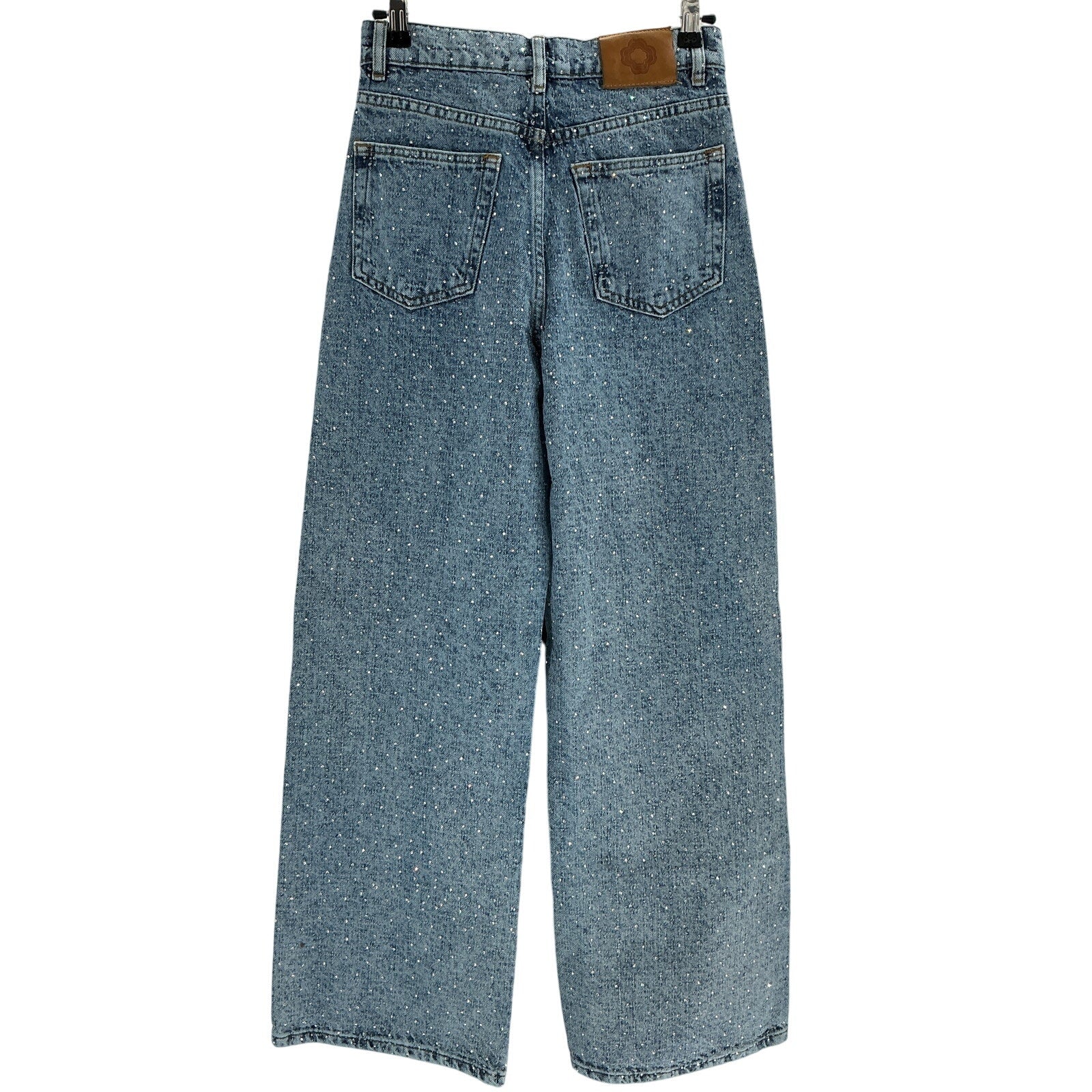 Maje Rhinestone 'Baggy' Blue Cotton Jeans Size 34
