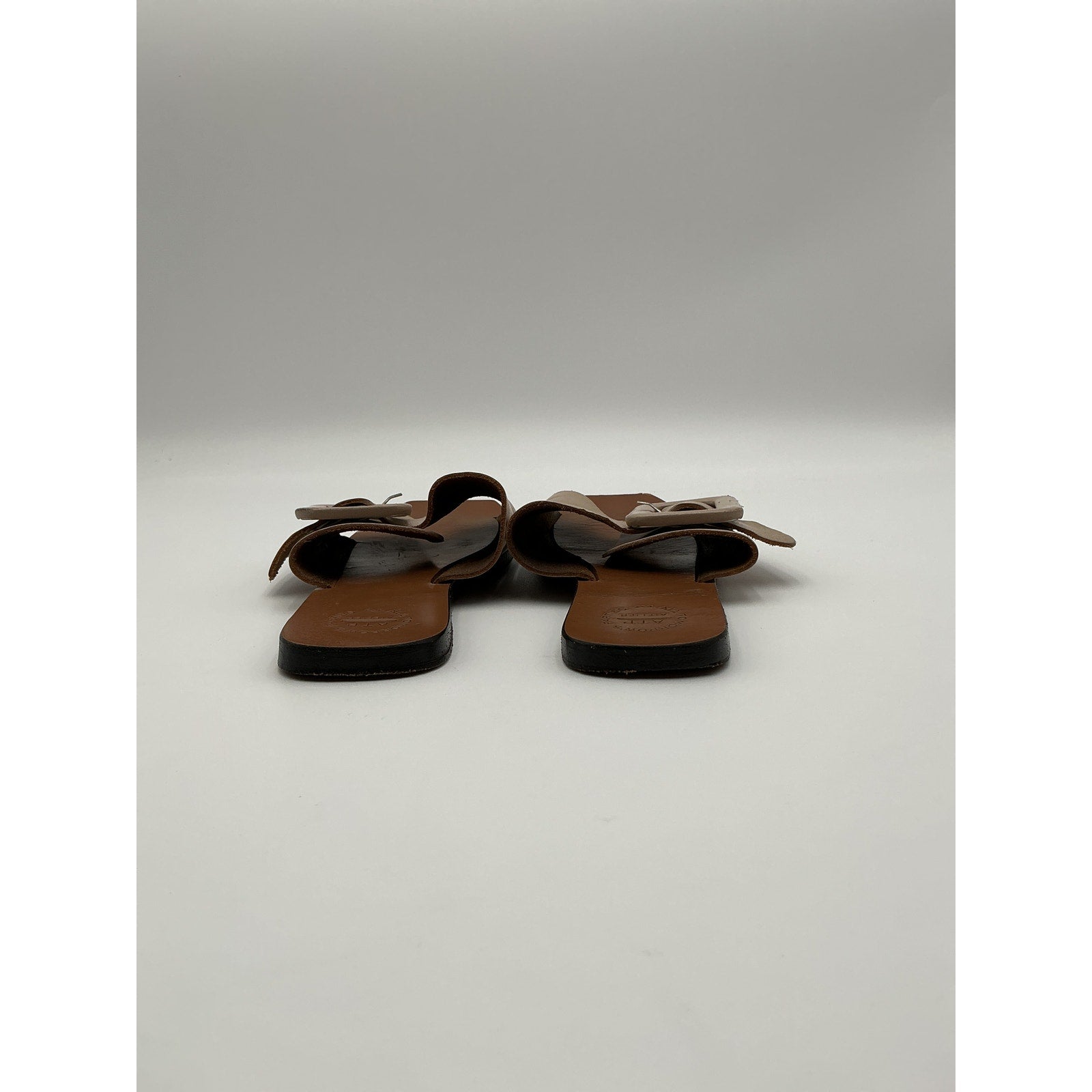 Atp 'Atelier' Beige Leather Ceci Slide Size 8