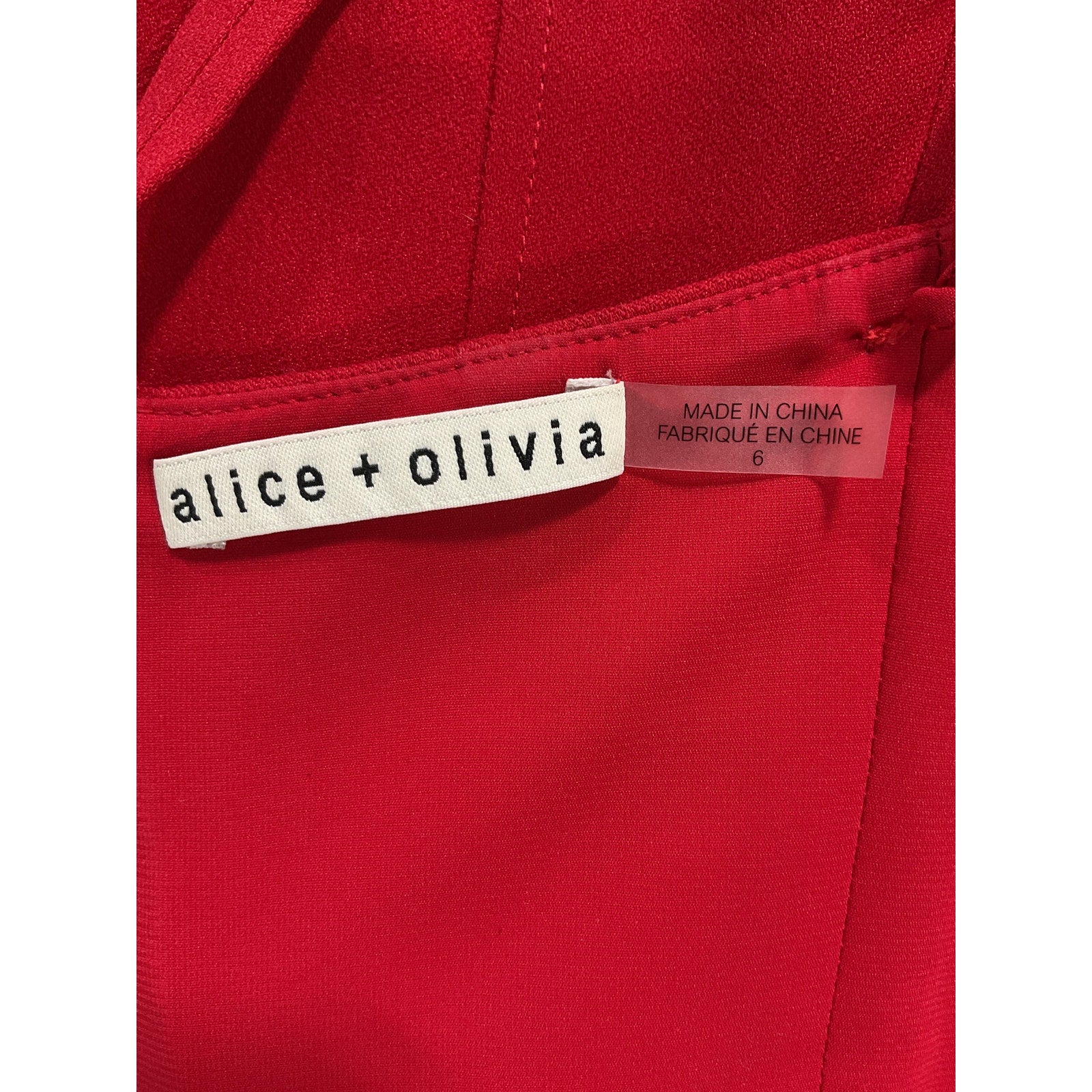 Alice + Olivia 'Adara' Red Crepe Spaghetti Strap Bustier Size 6