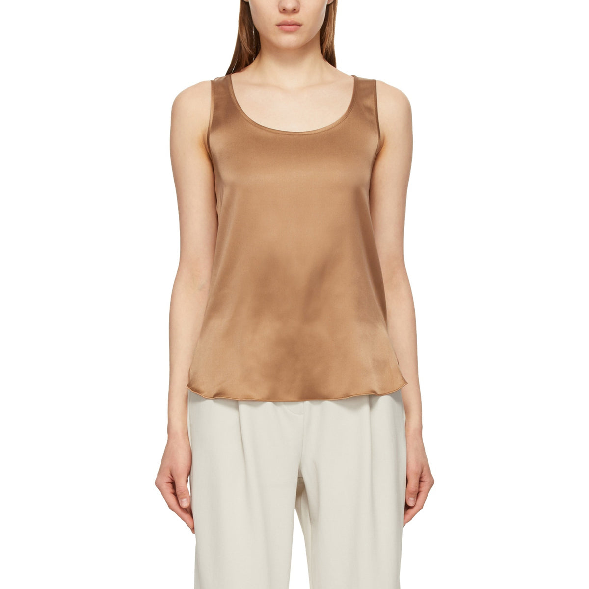 Max Mara Silk Brown Pan Tank Top Size 34