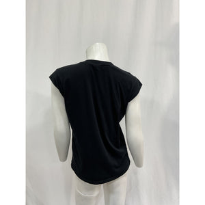 Frame 'Le' Black Cotton Mid Rise V-Neck T-Shirt Size XS