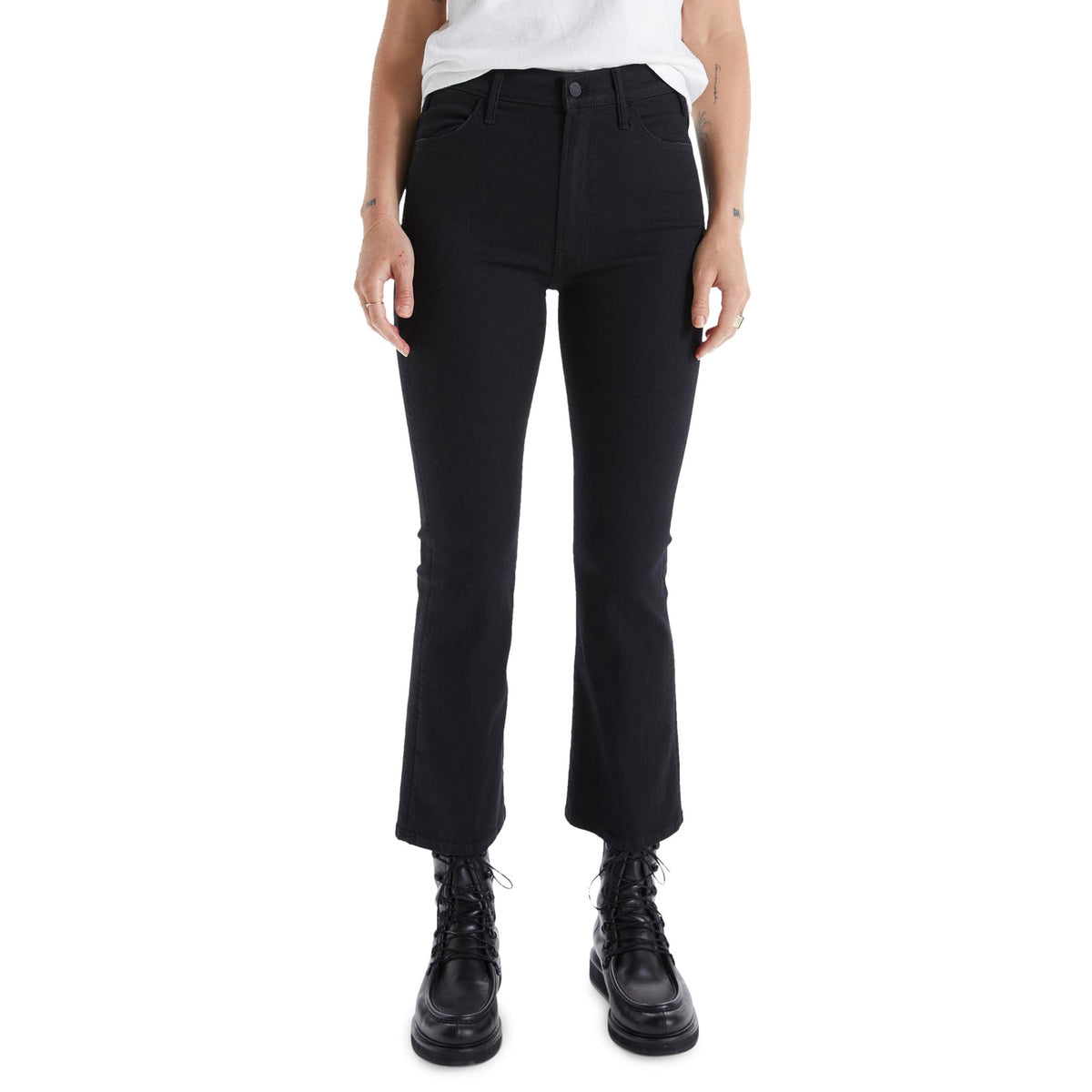 Mother Classic Black Hustler High Waist Ankle Flare Denim Jeans Size 23