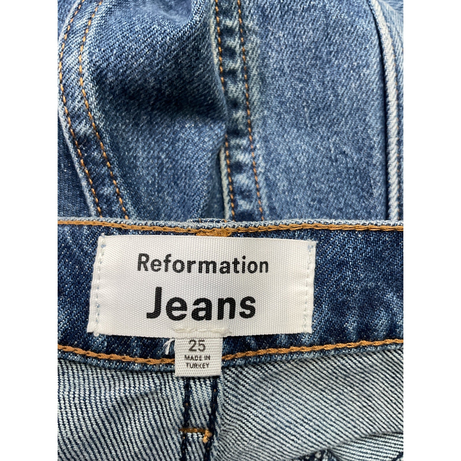 Reformation 'Cary' Blue Cotton High Rise Slouchy Wide Leg Jeans Size 25