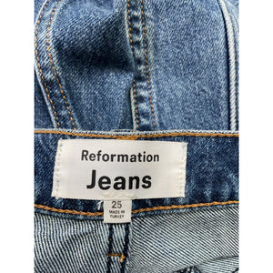 Reformation 'Cary' Blue Cotton High Rise Slouchy Wide Leg Jeans Size 25