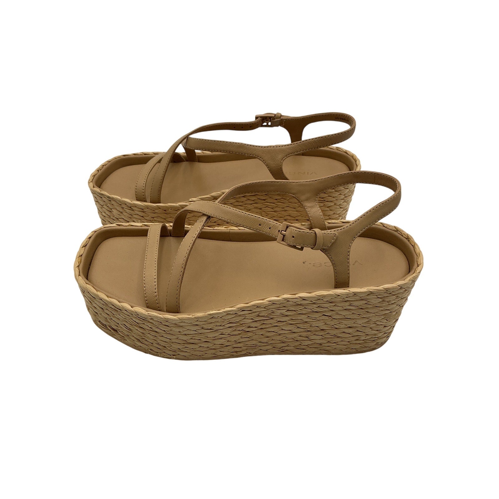 Vince 'Maxine' Beige Leather Platorm Strap Sandal Size 6.5