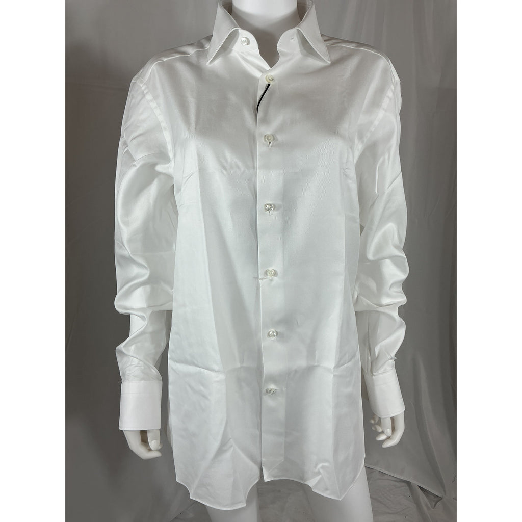 Zegna 'Trecapi' White Cotton Oxford Sport Shirt Size 42 - NWT