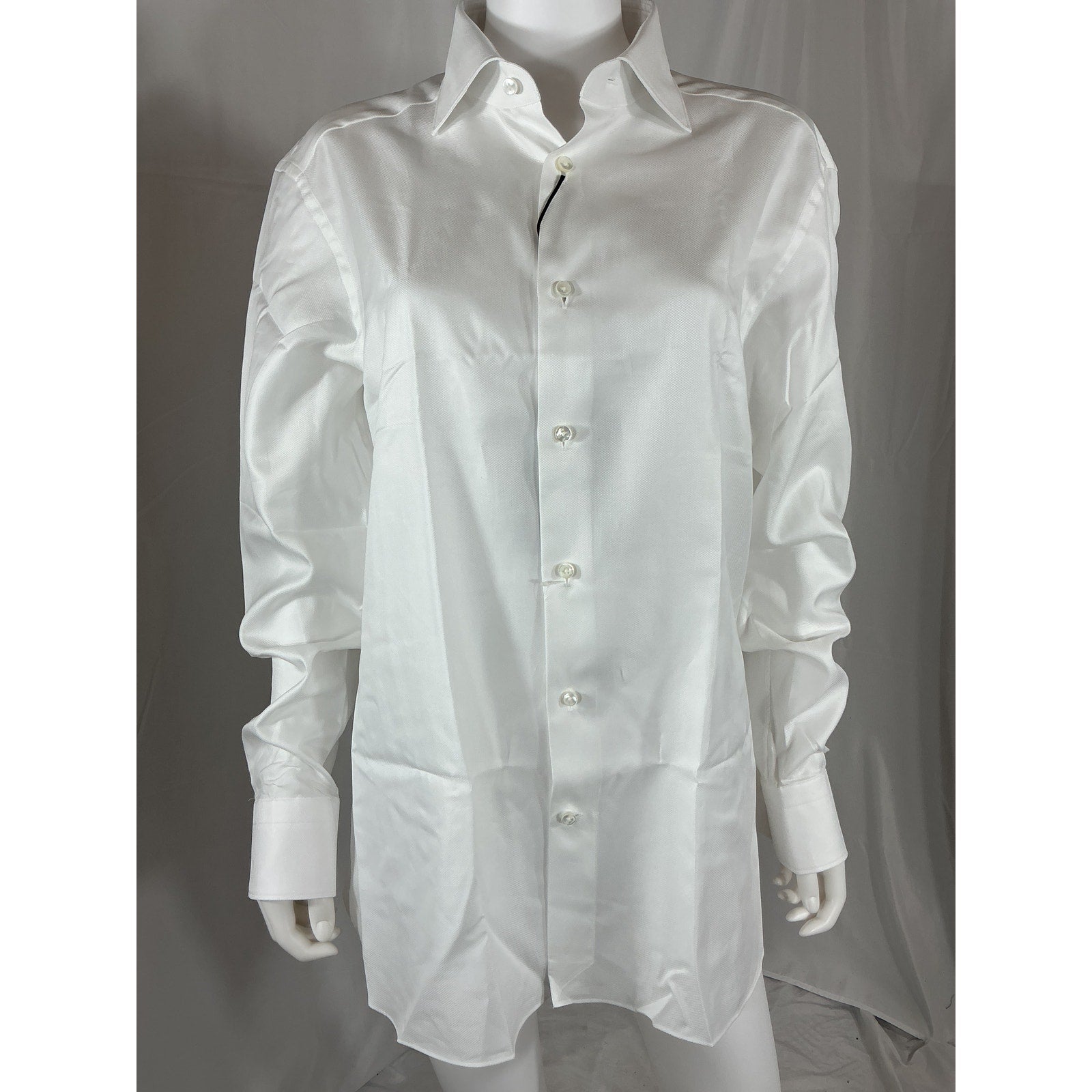 Zegna 'Trecapi' White Cotton Oxford Sport Shirt Size 42 - NWT