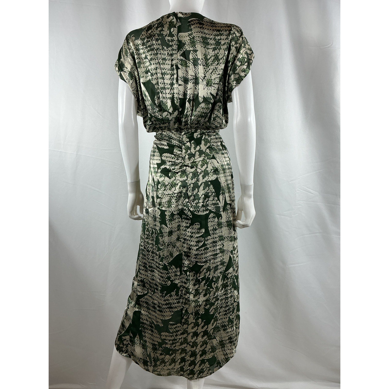 Ramy Brook 'Oakley' Green Viscose Short Sleeve Midi Dress Size 00