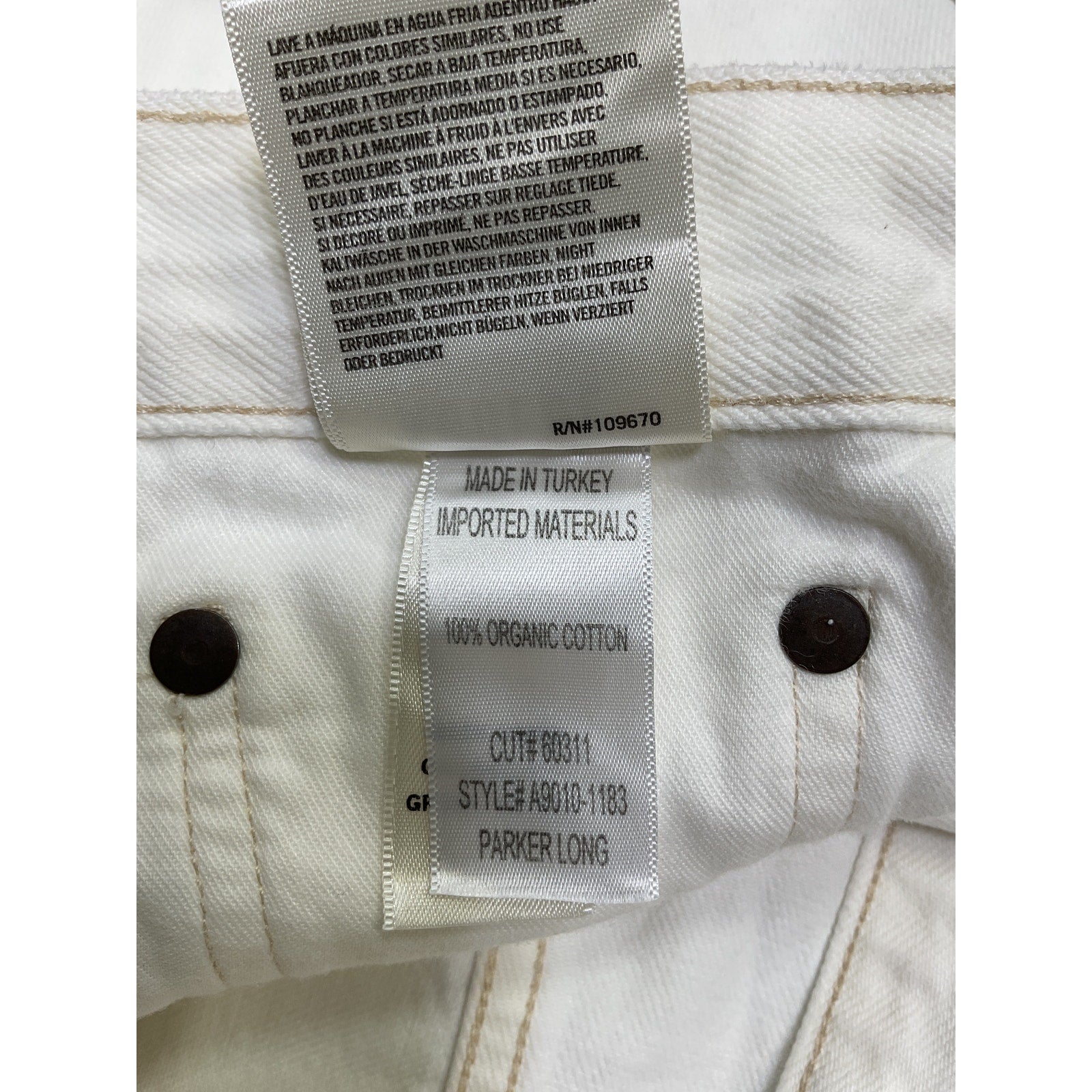 Agolde Parker Long White Cotton Short Size 24