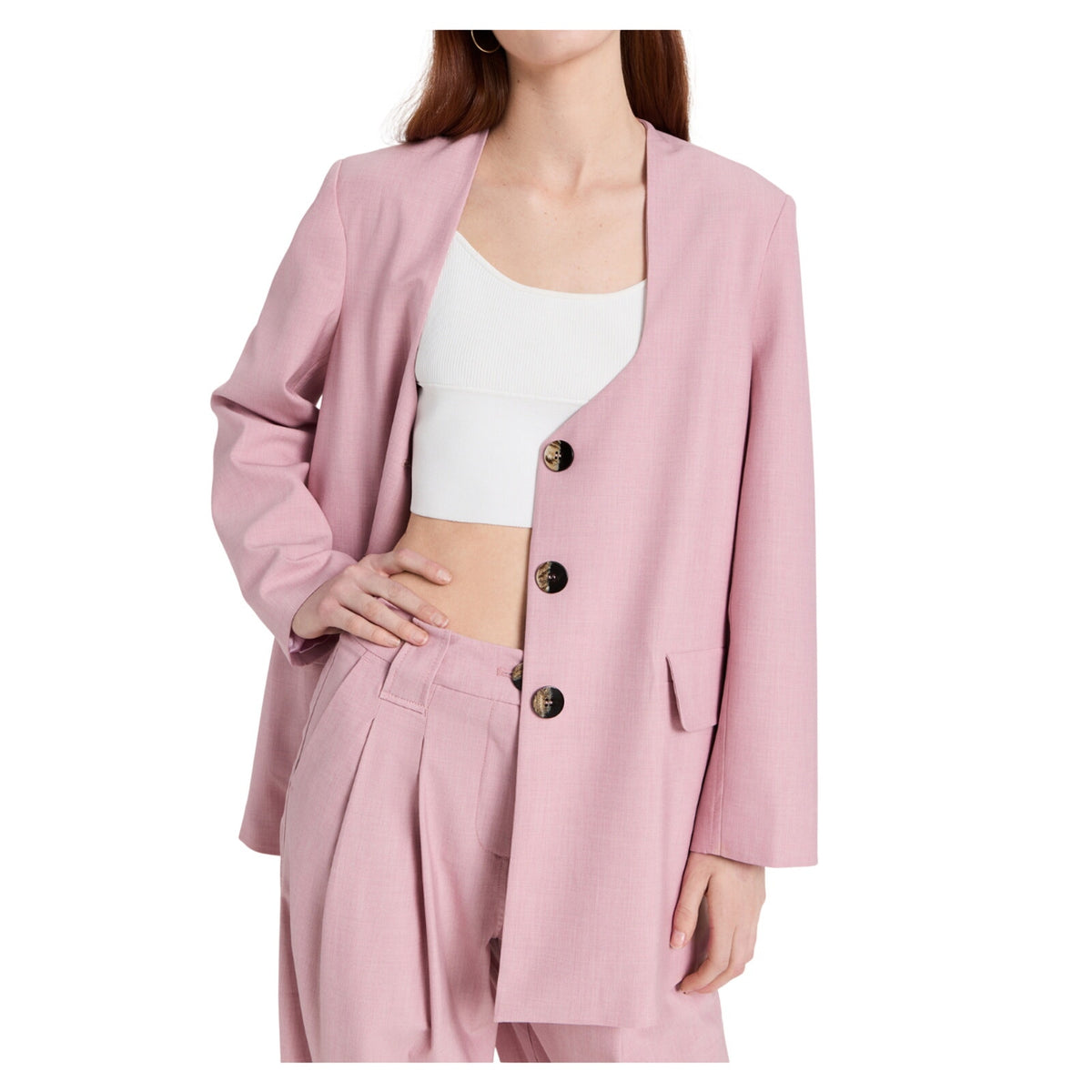 Ganni Chic Pink Tulle Drapey Melange Oversized Size L/XL Blazer NWT