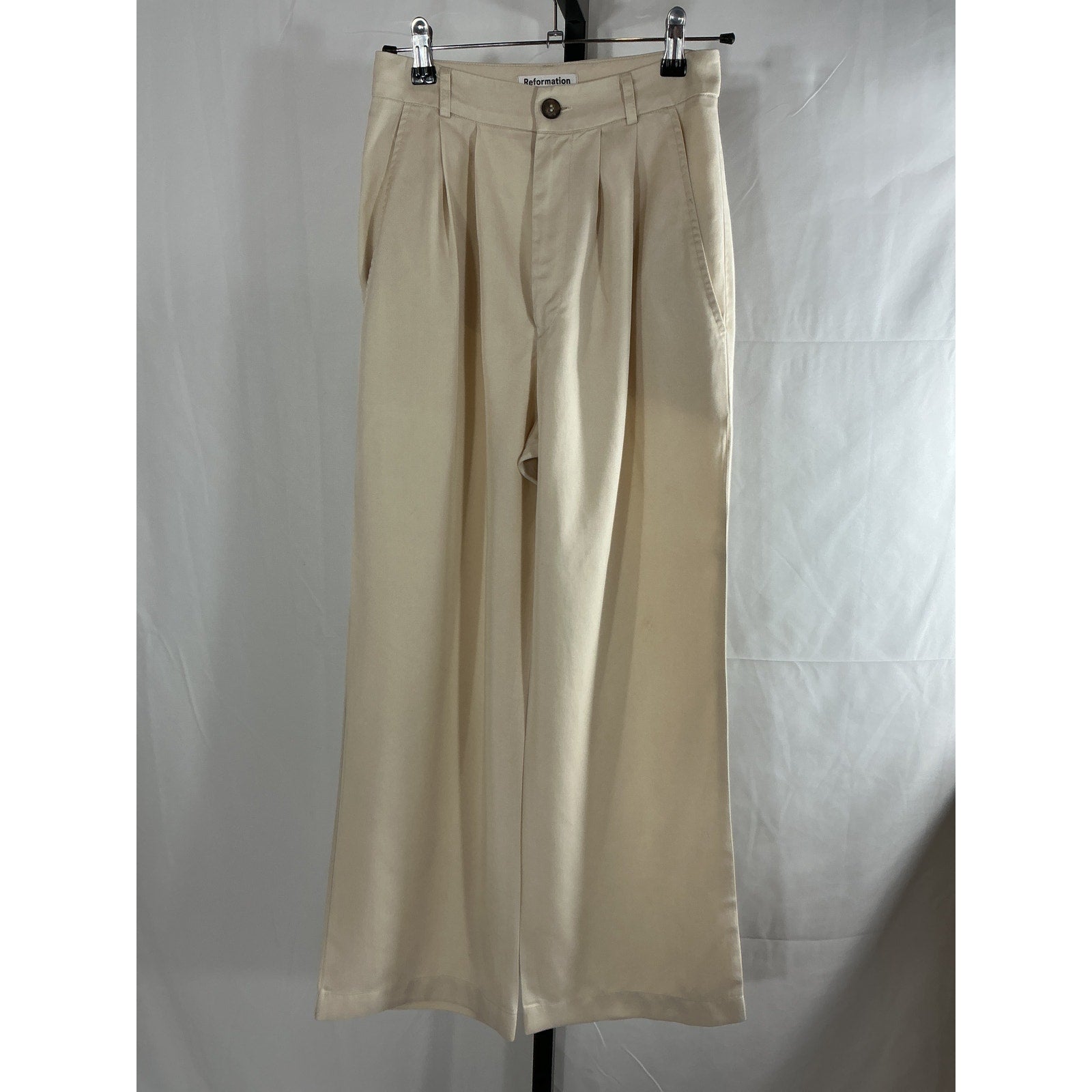Reformation 'Mason' White Tencel Lyocell Pant Size 0