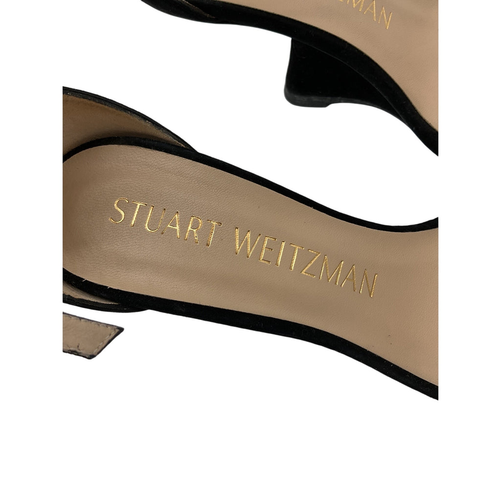 Stuart Weitzman 'Nudistrebel' Black Suede Sandal Size 7.5