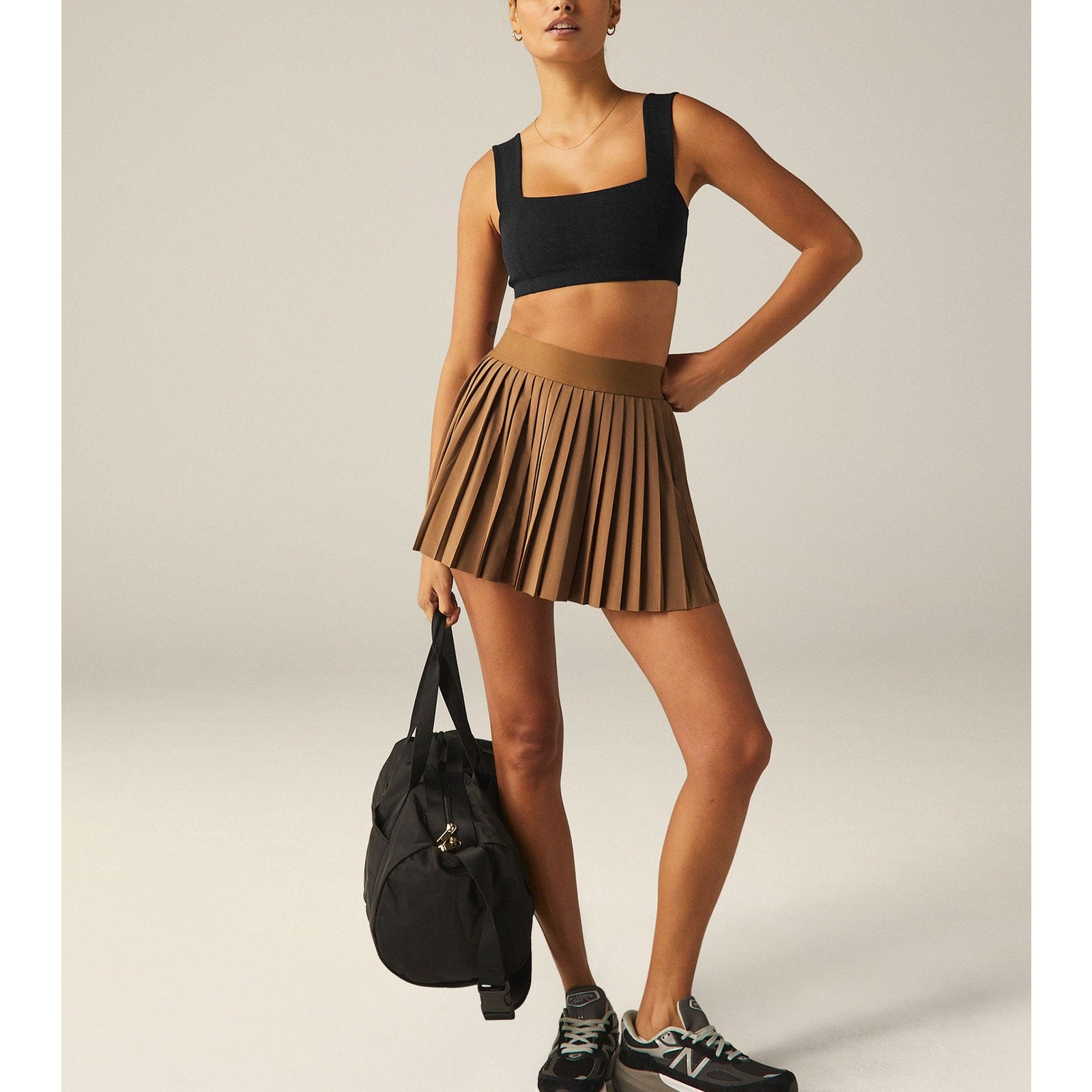 Beyond Yoga If You Pleats Tan Mini Skirt Size L