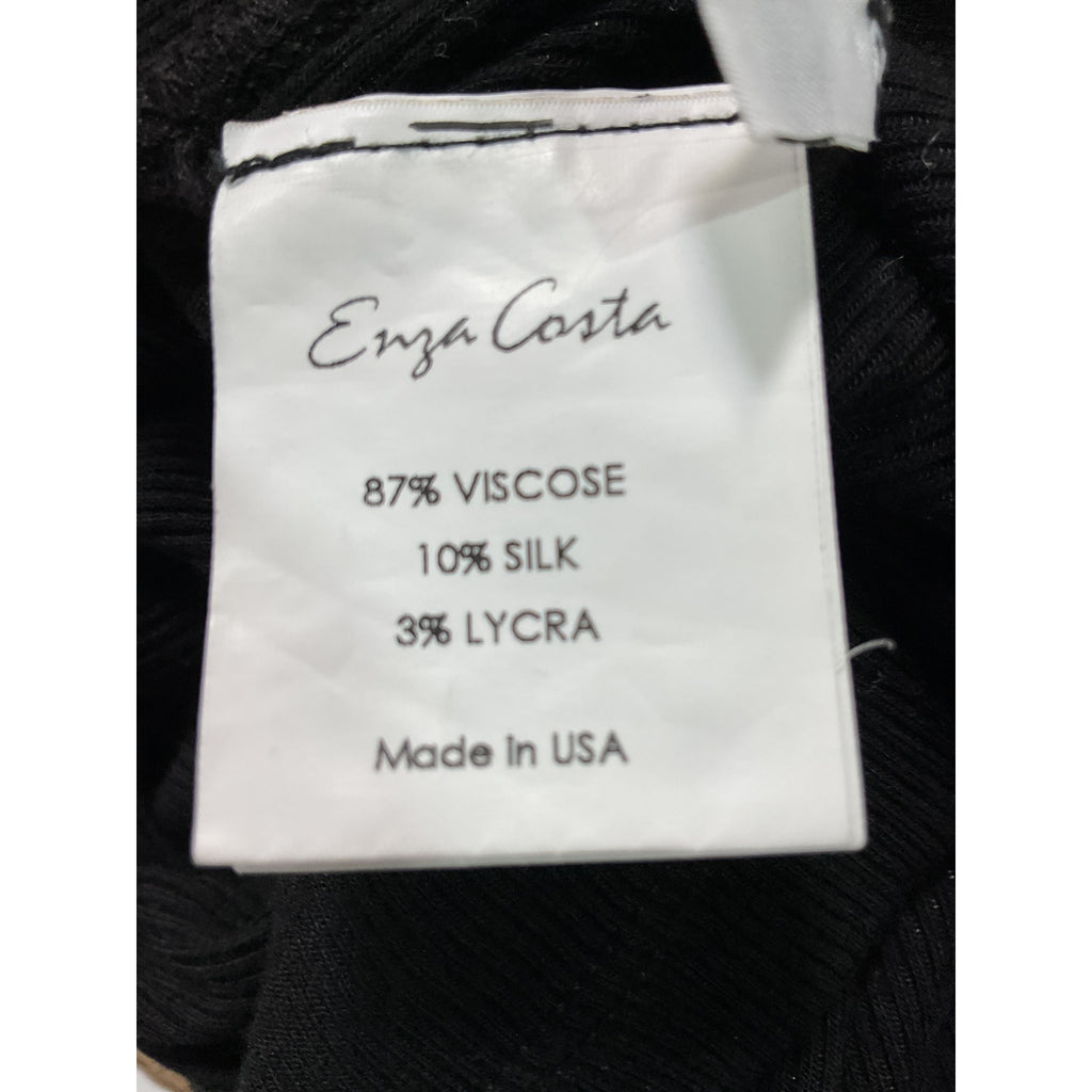Enza Costa Half Sleeve Black Crew Midi Dress Size S