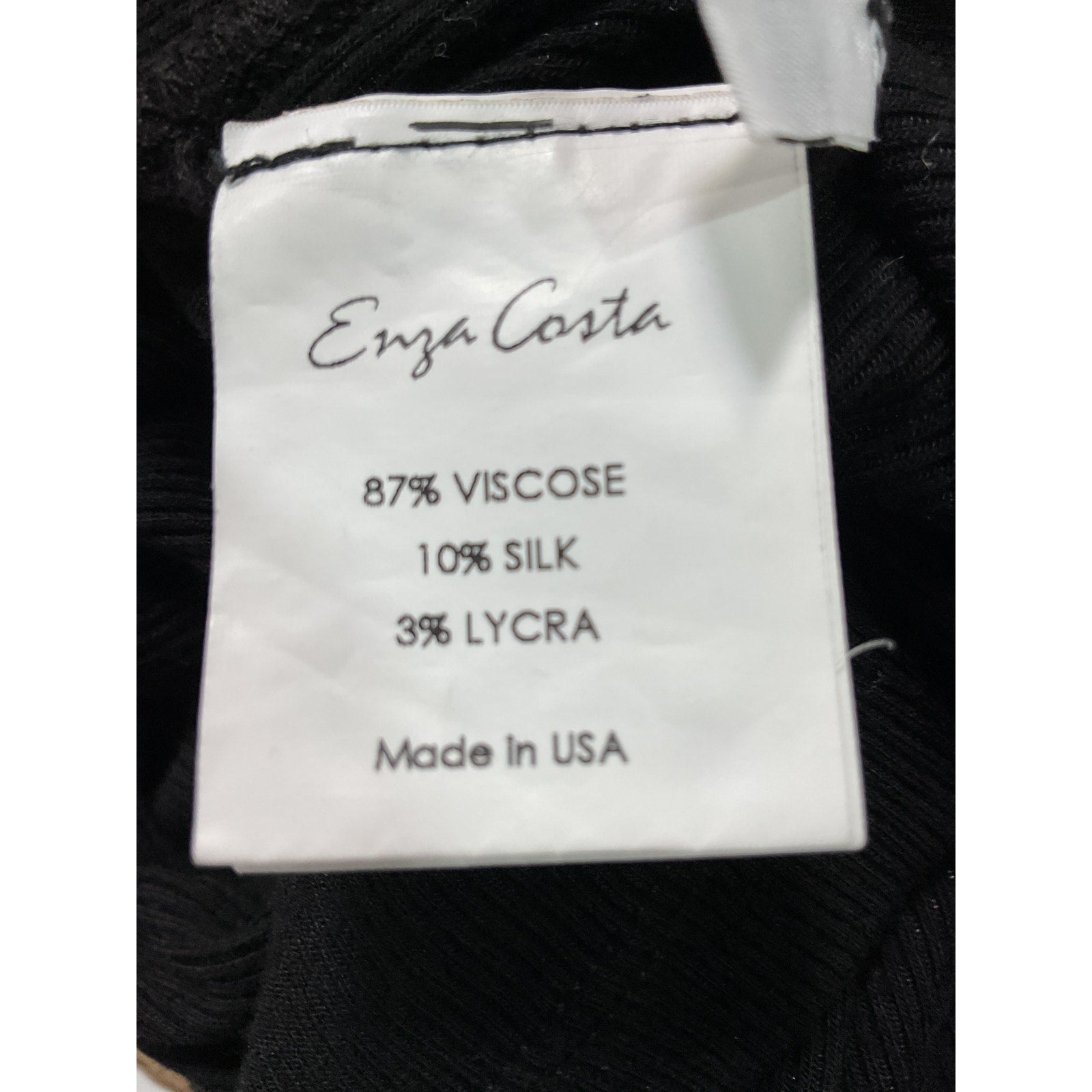 Enza Costa Half Sleeve Black Crew Midi Dress Size S
