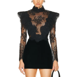 Zimmermann Sheer Black Sensory Lace Bodice Top Size 1 NWT