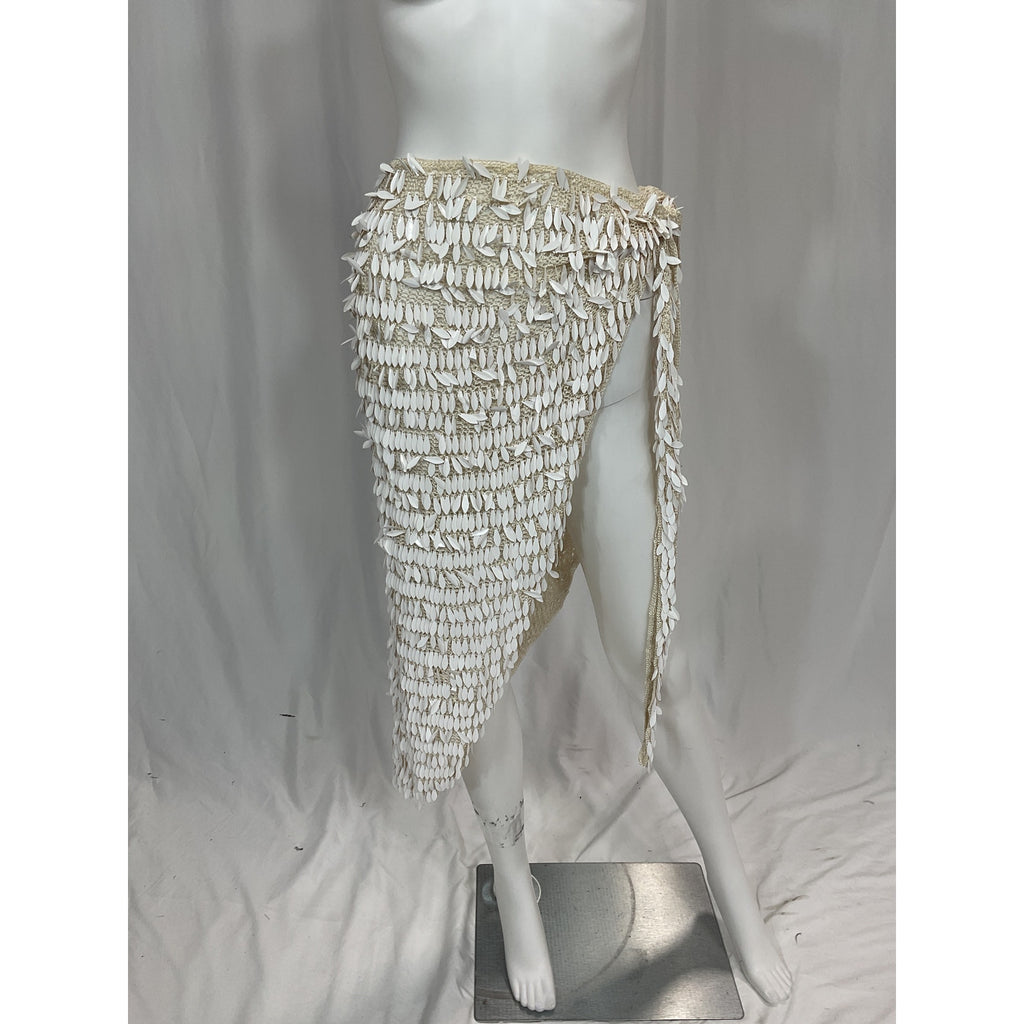 Retrofete 'Brasilia Pareo' White Crochet Beaded Embellished Skirt Size XS