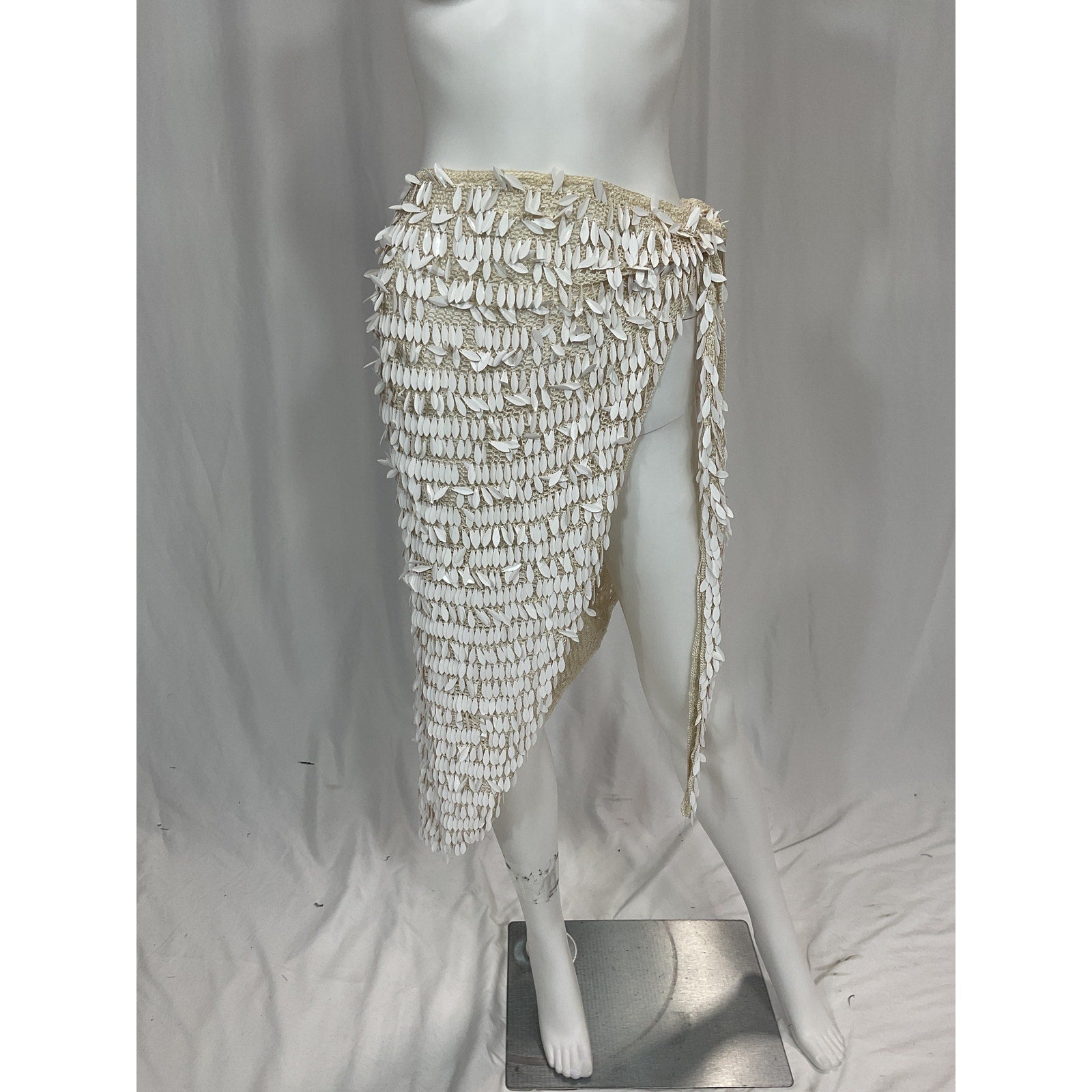 Retrofete 'Brasilia Pareo' White Crochet Beaded Embellished Skirt Size XS