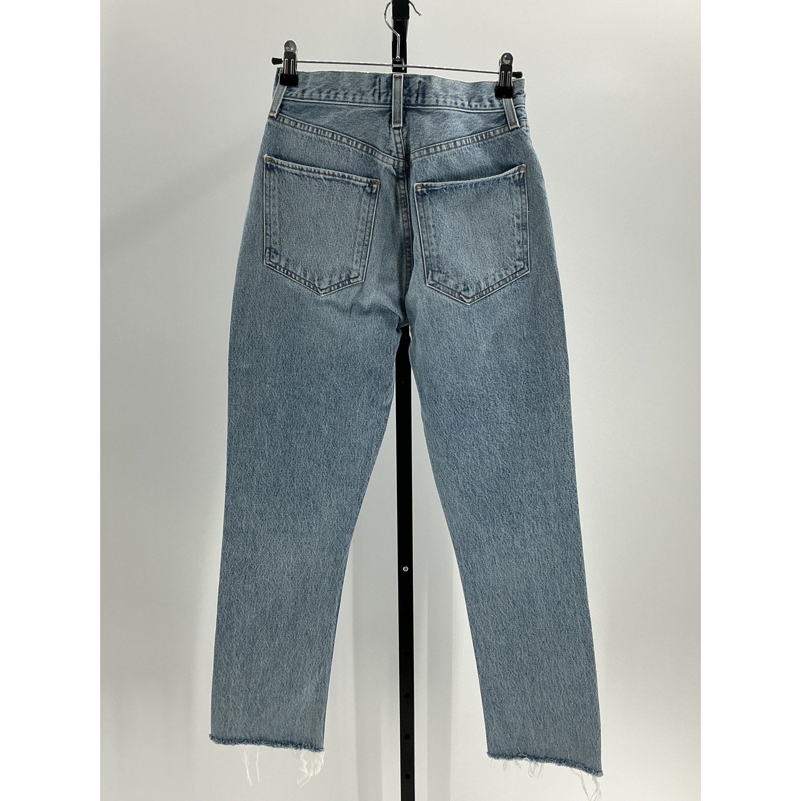 Agolde 'Riley' Blue Cotton High Rise Straight Crop Jeans Size 25
