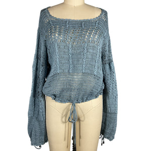 Tularosa Crochet Blue Sage Willow Pullover Sweater Size L