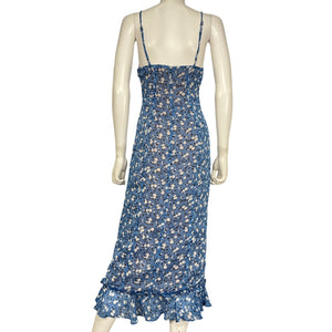 Majorelle Floral Blue Quincy Midi Dress Size XXS