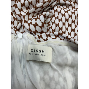 Dissh 'Mae Choc Geo' White Strapless Dress Size 12