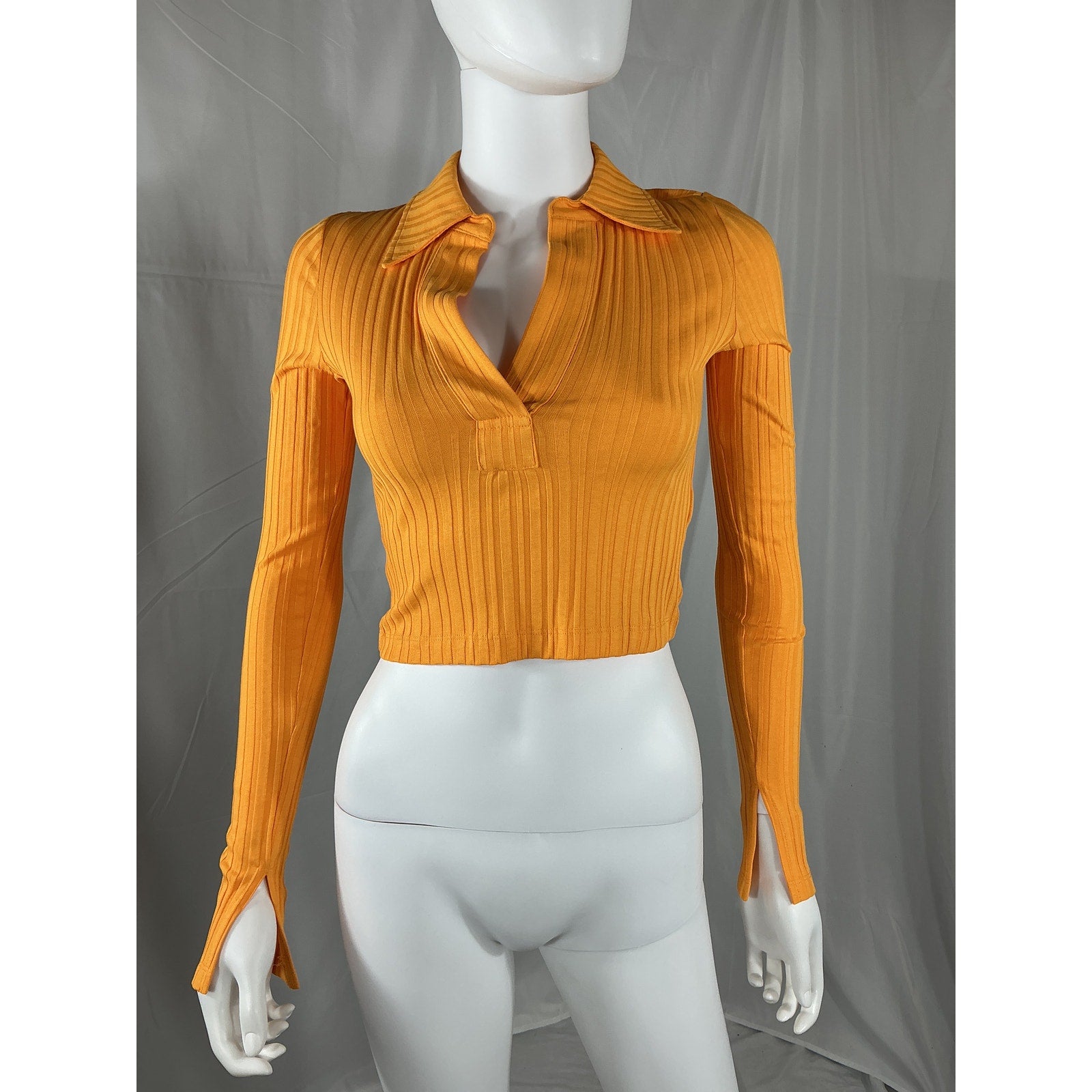 Helmut Lang Cropped Orange Cotton Polo Top Size XS - NWT