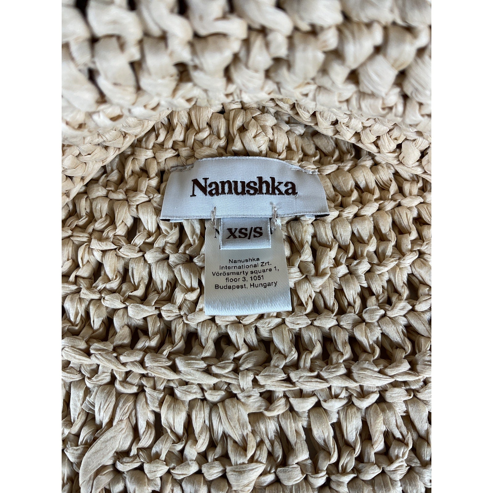 Nanushka 'Dunia' Beige Cellulose Rayon Hat Size XS / S