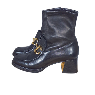 Gucci Classic Black Leather Horsebit Ankle Boots Size 8 US / 38 EU