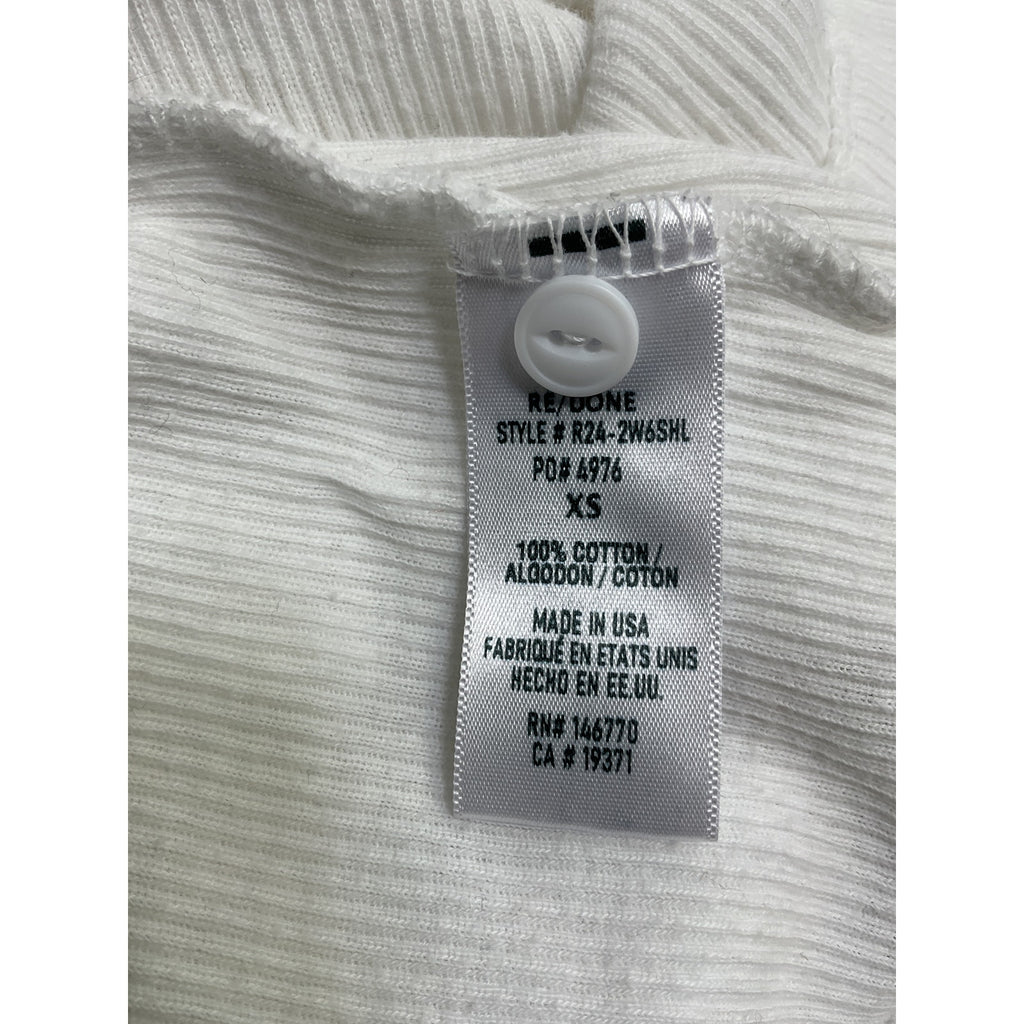 Re/Done 60'S Slim Optic White Cotton Henley Long Sleeve Top Size XS